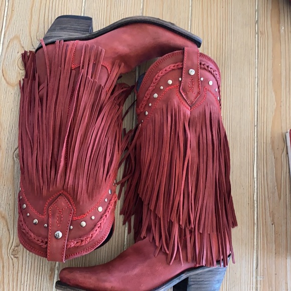 Liberty Black Vegas Fringe Boots Rojo LB71124  6 - Picture 5 of 12